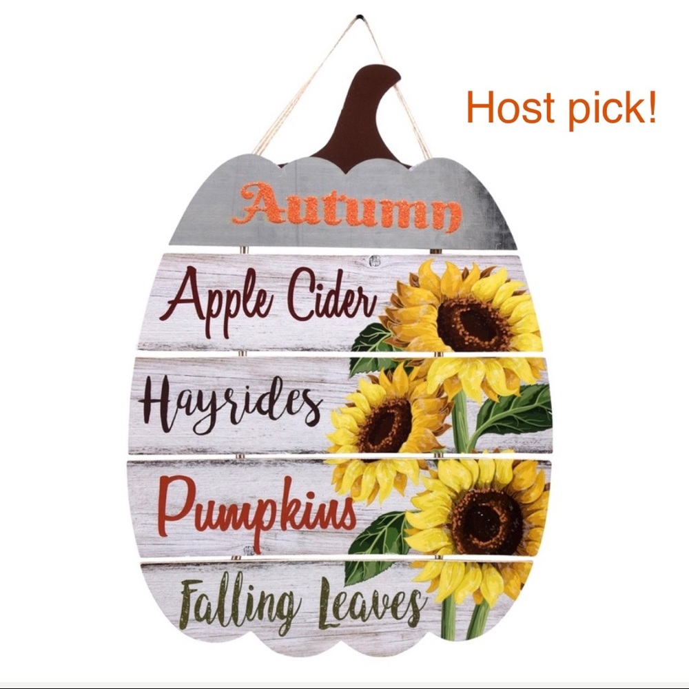NWT Pumpkin Shaped Harvest Cozy Rustic Wall Decor Sign
